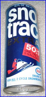 Rare Vintage Esso Sno Trac Snowmobile Oil Nos Metal Can Tin Full Unused Original