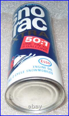 Rare Vintage Esso Sno Trac Snowmobile Oil Nos Metal Can Tin Full Unused Original