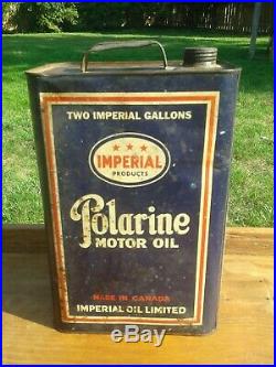 Rare Vintage Imperial 3 Star Polarine Motor Oil 2 Gallon Can