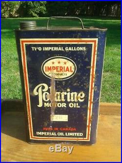 Rare Vintage Imperial 3 Star Polarine Motor Oil 2 Gallon Can