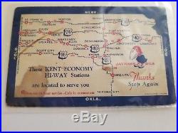Rare Vintage Jayhawk Oil Kansas Road Map & Postcard Salina, KS KU