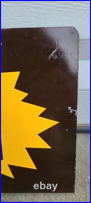 Rare Vintage Metal Flange Sign Offered Through Old 2 Sided Advertising Gas Oil