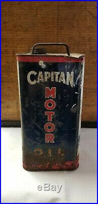 Rare Vintage Old Capitan Parlube 2 Gallon Oil Can Very Hard To Find Can