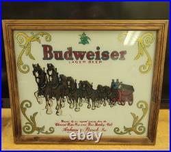 Rare Vintage Original Budweiser Clyesdale Advertising Painted Glass Sign