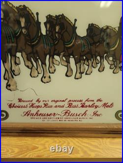 Rare Vintage Original Budweiser Clyesdale Advertising Painted Glass Sign