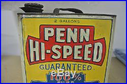 Rare Vintage Original Penn Hi-Speed Motor Oil 2 Gallon Can No Reserve