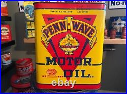 Rare Vintage Original Penn Wave Motor Oil 2 Gallon Oil Can! Nice Graphix