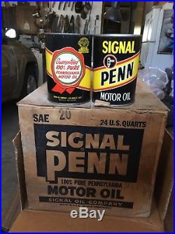 Rare Vintage Original Signal Penn Gas Motor Oil Quart Tin Can