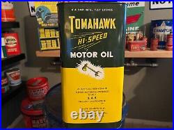 Rare Vintage Original Tomahawk Hi Speed Motor Oil 2-gallon Can Empty Nice