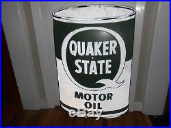 Rare Vintage Quaker State Die Cut OIL CAN Advertising Reflective METAL SIGN