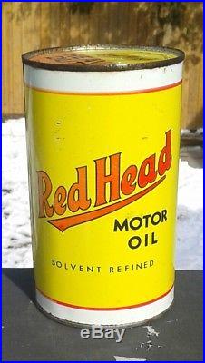 Rare Vintage Red Head Heavy Duty Motor Oil one imperial quart can