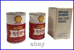 Rare Vintage Shell OIL CAN X-100 Shell Oil Can RADIO (2 Pcs) / Tested Working