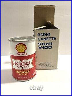 Rare Vintage Shell OIL CAN X-100 Shell Oil Can RADIO (2 Pcs) / Tested Working