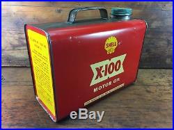 Rare Vintage Shell X-100 Motor Oil Suitcase Service Gallon Tin Amazing Cond