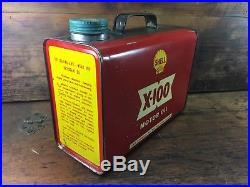 Rare Vintage Shell X-100 Motor Oil Suitcase Service Gallon Tin Amazing Cond