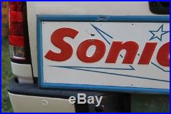 Rare Vintage Sonic Tires Embossed Metal Sign Gas Oil Coke Texas Ford
