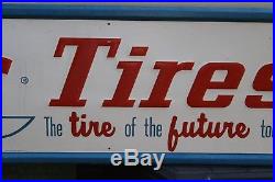 Rare Vintage Sonic Tires Embossed Metal Sign Gas Oil Coke Texas Ford