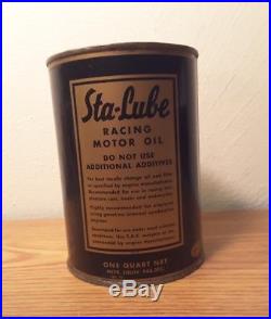 Rare Vintage Sta-Lube Racing Motor Oil Quart Can