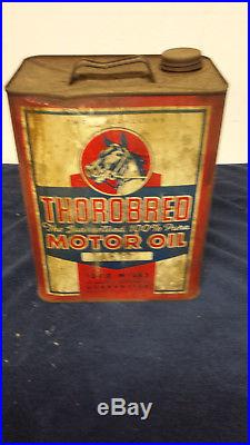 Rare Vintage Thorobred 100% Pure Motor Oil 2 Gallon Can