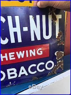 Rare Vtg 1930s Beech Nut Chewing Tobacco 22 Porcelain Metal Sign Gas Oil Logo