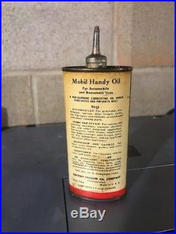 Rare Vtg 40s Socony Mobil Handy Oil Oiler Tin 4 Oz Can Display Gas Gun Auto