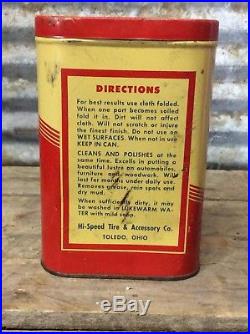 Rare Vtg Ca. 30s HI-SPEED Polishing Cloth Tin Can Gas Oil Station HTF Toledo OH