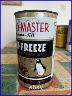 Rare Vtg Canadian Tire Moto-Master Anti-Freeze Tin Can Penguin Graphic Oil