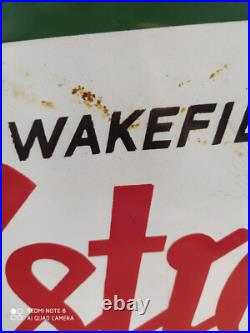 Rare vintage WAKEFIELD CASTROL MOTOR OILS advertising enamel sign of 50's