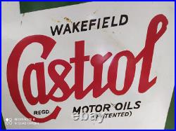 Rare vintage WAKEFIELD CASTROL MOTOR OILS advertising enamel sign of 50's