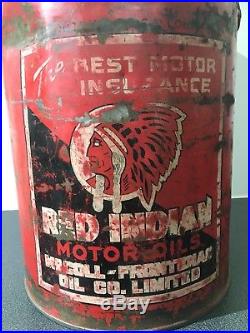 Red Indian 5 Gallon Oil Can Collectible Vintage Very Rare 1938 McColl Frontenac