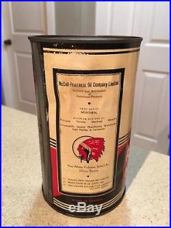 Red Indian FULL imperial Quart Oil Can Vintage Collectible McColl Frontenac