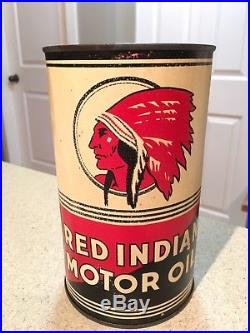 Red Indian FULL imperial Quart Oil Can Vintage Collectible McColl Frontenac
