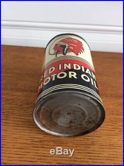 Red Indian Motor Oil Can 1qt NICE! Rare Vintage Collectible