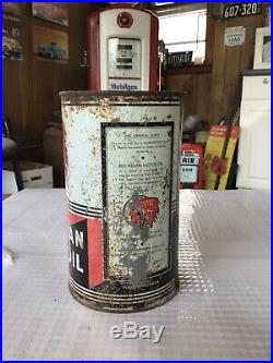 Red Indian Motor Oil Can McColl Frontenac Vintage Original Imperial Quart Tin