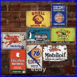 Reproduced Vintage Tin Signs, Gas Oil Retro Advert Metal Sign for Garage Man