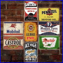 Reproduced Vintage Tin Signs, Gas Oil Retro Advert Metal Sign for Garage Man