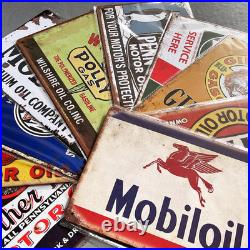 Reproduced Vintage Tin Signs, Gas Oil Retro Advert Metal Sign for Garage Man
