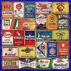 Reproduced Vintage Tin Signs, Gas Oil Retro Advert Metal Sign for Garage Man
