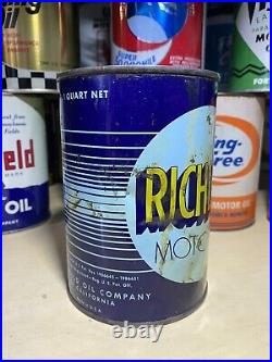 Richlube Motor Oil Vintage Metal Quart Can Richfield California Rare Empty