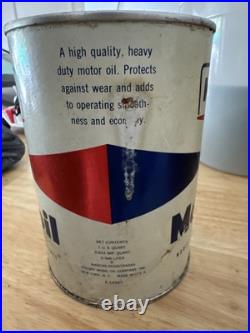 Rustic Vintage 1 Qt Mobil MobilOil Motor Oil Tin Can Pegasus Advertising FULL Rustic Vintage 1 Qt Mobil MobilOil Motor Oil Tin Can Pegasus Advertising FULL