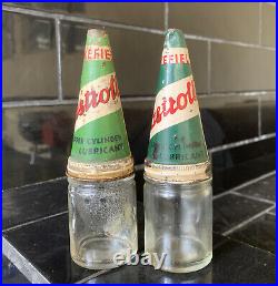 SET OF 2 X CASTROLLO WAKEFIELD CASTROL UCL Scarce Vintage Oil Bottles & Tin Tops