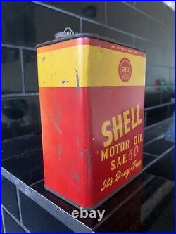 SHELL Its Drag Free Early 1 Imp. Quart Oil Tin Vintage