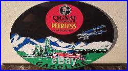 Signal Peerless Gasoline 11 5/8 Metal Vintage Gas & Oil Sign Pump Plate Lubster