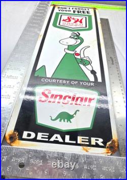 SINCLAIR DEALER 22 GENUINE VINTAGE FLAT Gas Pump Service Station Porcelain Sign