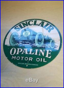 SINCLAIR OPALINE MOTOR OIL enamel sign vintage racing gasoline gas pump plate