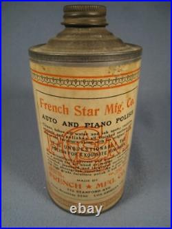 Scarce Vintage French Star MFG. Co. Auto & Piano Polish Cone Top Can Scarce Vintage French Star MFG. Co. Auto & Piano Polish Cone Top Can