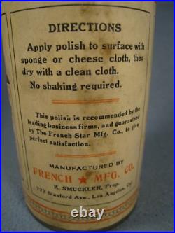 Scarce Vintage French Star MFG. Co. Auto & Piano Polish Cone Top Can Scarce Vintage French Star MFG. Co. Auto & Piano Polish Cone Top Can