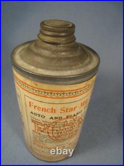 Scarce Vintage French Star MFG. Co. Auto & Piano Polish Cone Top Can Scarce Vintage French Star MFG. Co. Auto & Piano Polish Cone Top Can