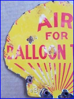 Shell Air Balloon Tires Porcelain Sign vintage Oil Gas Station Lubester pump