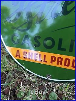 Shell Gasoline #1 Vintage Porcelain Gas Sign Pump Oil Service Station Oil